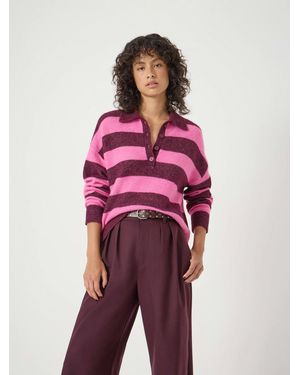Hush Drew Wool Blend Relaxed Rugby Jumper - Red