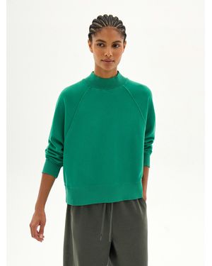 Hush Zethra Cotton Raglan High Neck Sweatshirt - Green