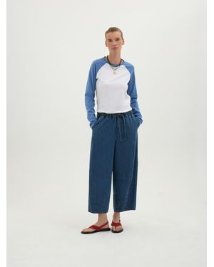 Hush Juno Chambray Barrel Trousers - Blue