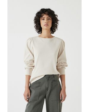 Hush Emily Puff Sleeve Cotton Jersey Top - Natural