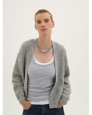 Hush Waffle Stitch Edge To Edge Cardigan - Grey