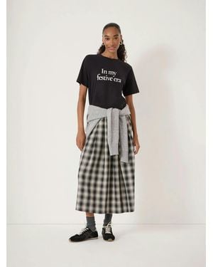 Hush Ivy Check Pleat Release Midi Skirt - White