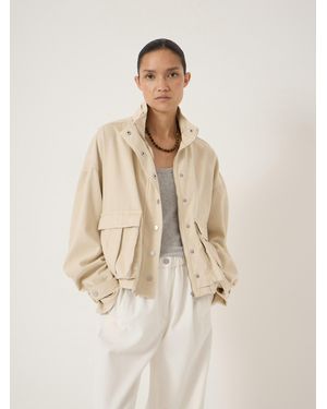 Hush Melinda Supersoft Relaxed Funnel Neck Utility Jacket - Natural