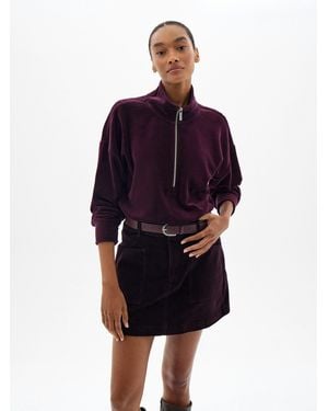 Hush Aida Velour Half Zip Sweatshirt - Blue