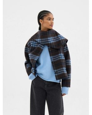Hush Rix Double Faced Wool Check Jacket - Blue