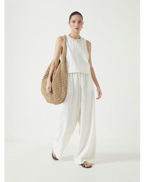 Hush Linen Blend Petunia Wide Leg Trousers - White