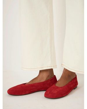 Hush Bertie Round Toe Suede Ballet Flats - Red