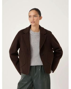Hush Mina Pure Wool Double Faced Cropped Blazer - Black