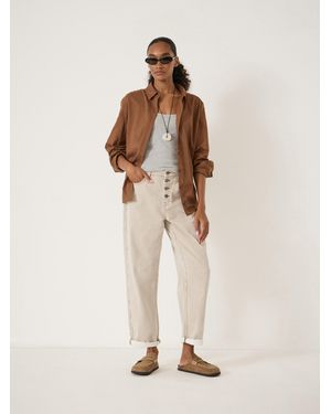 Hush Button Fly Stripe Boyfriend Jean - Natural
