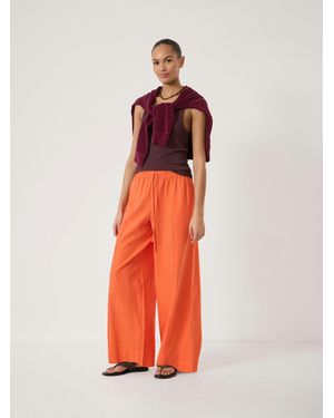 Hush Petunia Linen Blend Wide Leg Trousers - Red