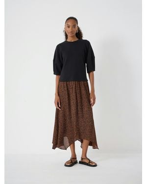 Hush Zola Puff Sleeve Hanky Hem Dress - Multicolour