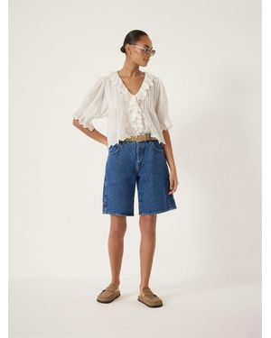 Hush Bree Mid-Rise Long Denim Shorts - Blue