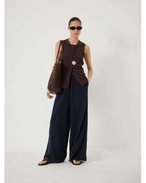 Hush Cheesecloth Wide Leg Trousers - Blue
