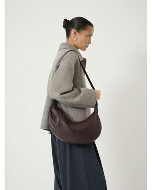Hush Romy Ruched Leather Crescent Bag - White
