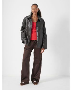 Hush Kelly Croc Effect Leather Barn Jacket - Red