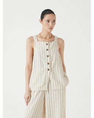 Hush Phoebe Linen Blend Stripe Waistcoat - White