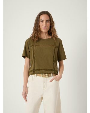 Hush Elva Cotton Lace Detail T-Shirt - Green