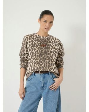 Hush Astra Leopard Print Cotton Sweatshirt - Blue