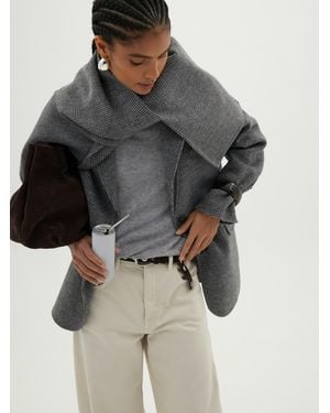 Hush Beckett Check Double Face Scarf - Grey