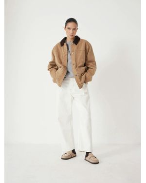 Hush Cord Collar Oversized Boxy Barn Jacket - White