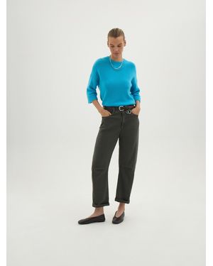 Hush Cordi Warm Twill Barrel Leg Trousers - Blue