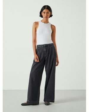 Hush Lya Pleated Wide Leg Jeans - White