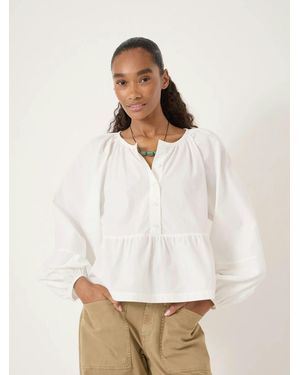 Hush Beck Cotton Peplum Blouse - White