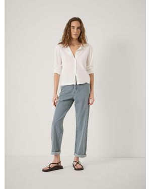 Hush Button Fly Stripe Boyfriend Jean - Natural