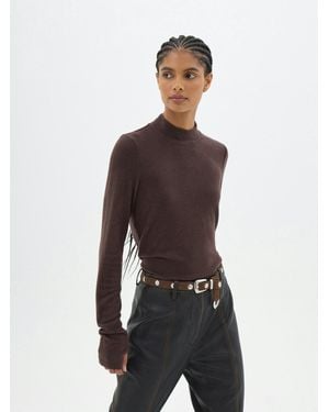 Hush Elarae Supersoft High Neck Long Sleeve Top - Brown