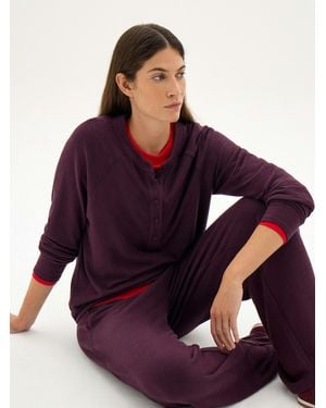 Hush Harriet Henley Super Soft Top - Purple