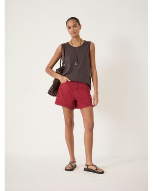 Hush Essential Mid-Rise Denim Shorts - Red