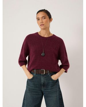 Hush Arlette Pointelle Stitch Knitted Tee - Red