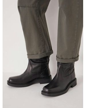 Hush Leather Slouchy Biker Boot - Black