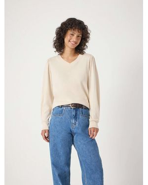 Hush Emily V-Neck Puff Sleeve Top - Blue