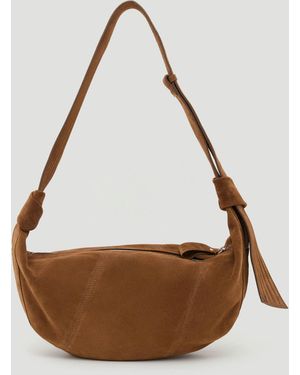 Hush Oversized Suede Crescent Bag - White