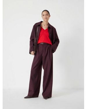 Hush Lya Wool Blend Wide Leg Trousers - Red