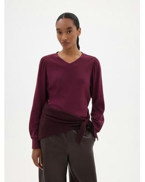 Hush Emily V-Neck Puff Sleeve Top - Red