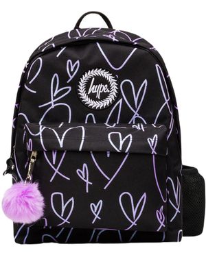 Hype Hype Girls/ Glitter Scribble Hearts Iconic Backpack - Black