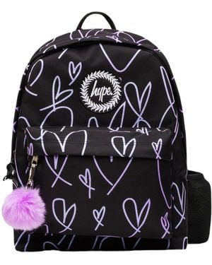 Hype Hype Girls/ Glitter Scribble Hearts Iconic Backpack - Black