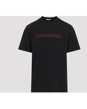 Moncler Embroidered Logo Cotton T-Shirt - Black