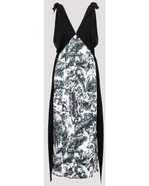 Bottega Veneta Elegant Printed Silk Long Dress - Black