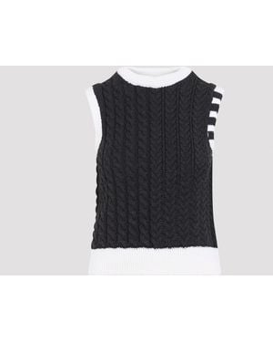 Thom Browne Aran Cable Wool Shell Top - Black
