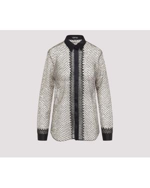 Tom Ford Nude Flock Polka Dot Shirt - Gray