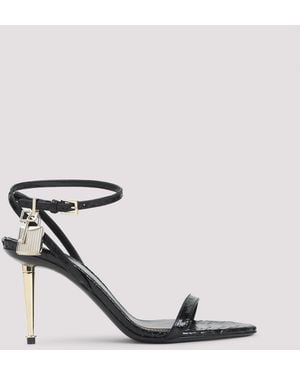 Tom Ford Semi Shiny Printed Python Sandals - Black