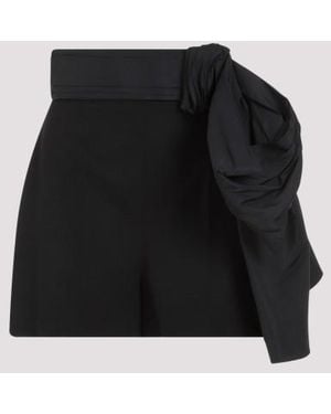 McQueen Luxury High-Rise Bow Detail Cupro Shorts - Black