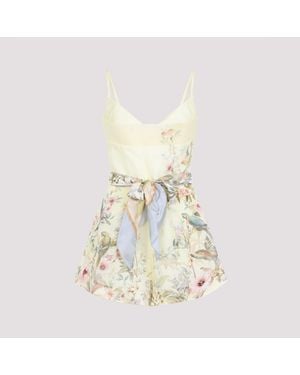 Zimmermann Lemon Linen Rebellion Fitted Playsuit - White