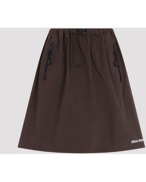 Miu Miu Cotton Skirt - Brown