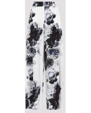 McQueen Luxurious High-Rise Silk Pants For - Black