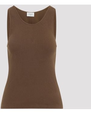 Saint Laurent Cognac Cassandre Tank Top - Brown