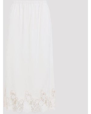 Alberta Ferretti Velvet Pencil Skirt - White